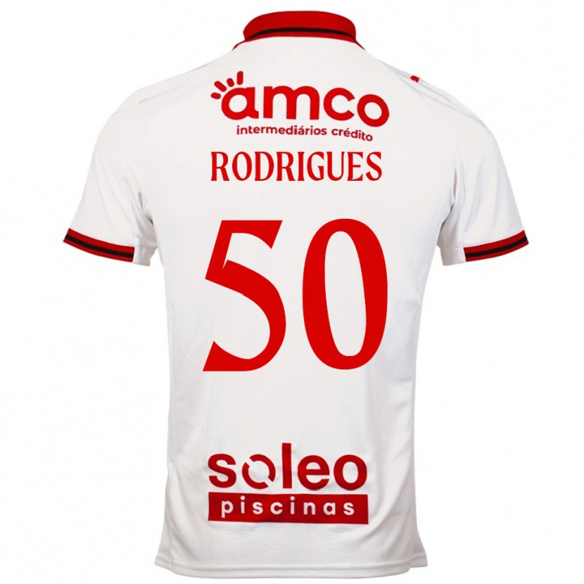 Danxen Kvinnor Diego Rodrigues #50 Vit Röd Bortatröja Matchtröjor 2025/26 Tröjor T-Tröja