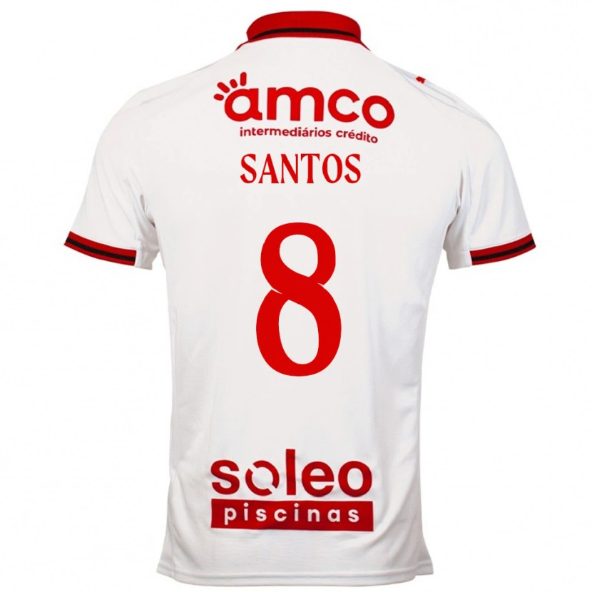 Danxen Kvinnor Vicente Santos #8 Vit Röd Bortatröja Matchtröjor 2025/26 Tröjor T-Tröja