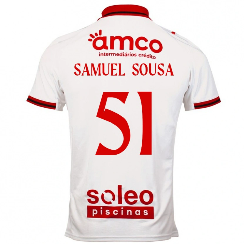 Danxen Kvinnor Samu Sousa #51 Vit Röd Bortatröja Matchtröjor 2025/26 Tröjor T-Tröja