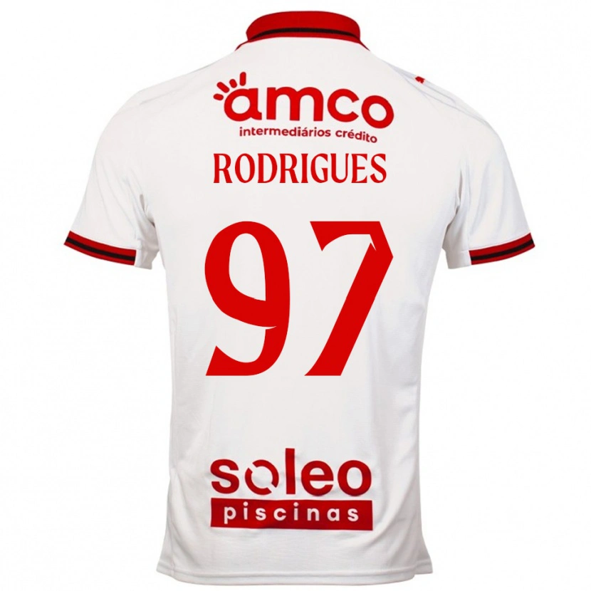 Danxen Kvinnor Dinis Rodrigues #97 Vit Röd Bortatröja Matchtröjor 2025/26 Tröjor T-Tröja