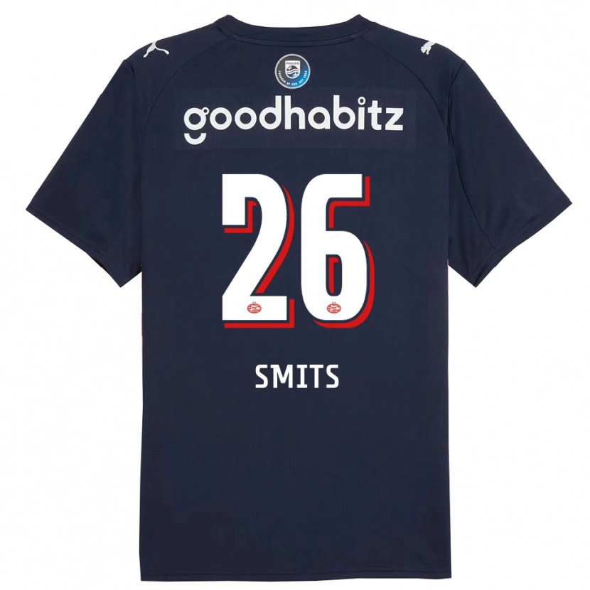 Danxen Kvinnor Eef Smits #26 Marinblå Vit Bortatröja Matchtröjor 2025/26 Tröjor T-Tröja