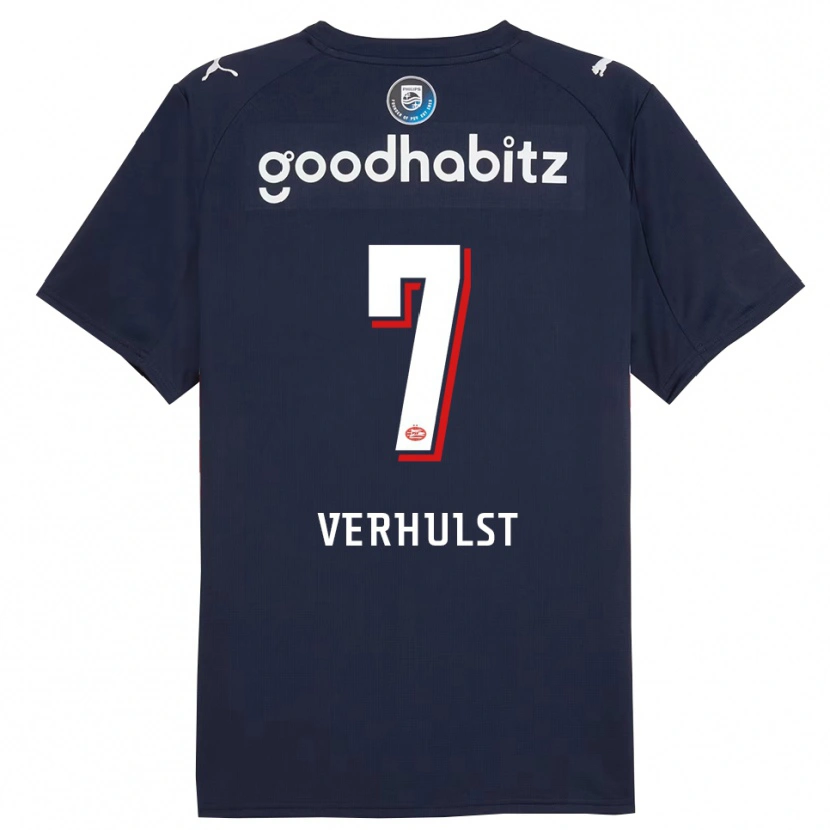 Danxen Kvinnor Gino Verhulst #7 Marinblå Vit Bortatröja Matchtröjor 2025/26 Tröjor T-Tröja