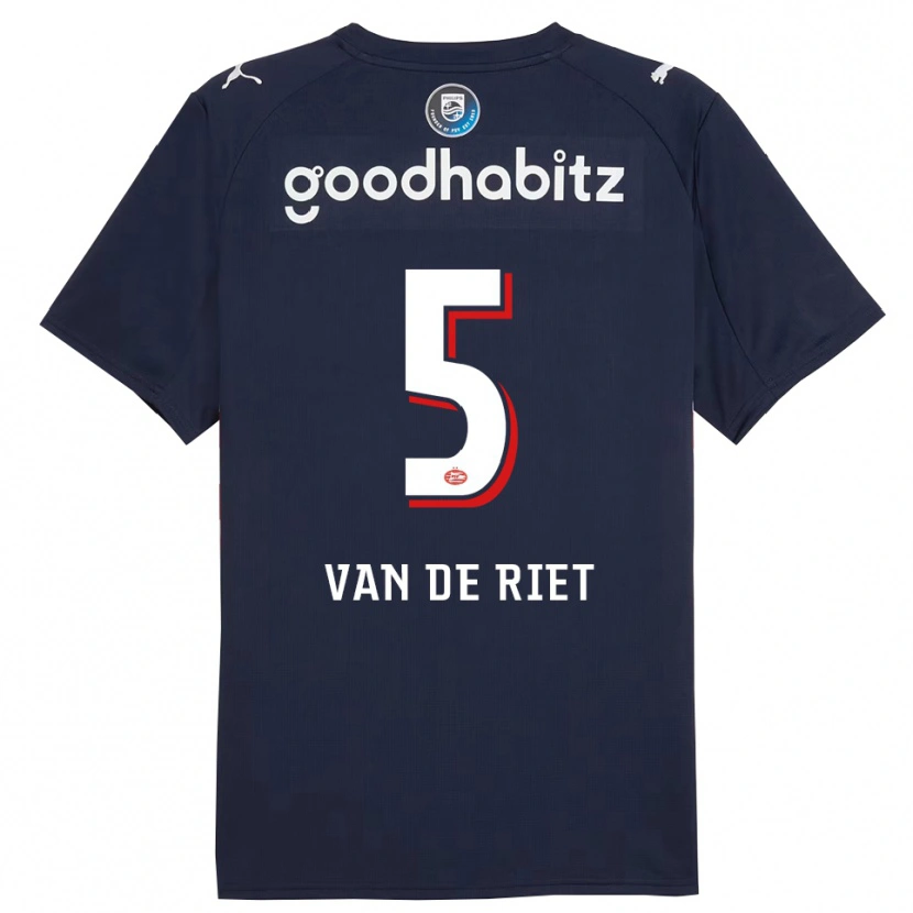 Danxen Kvinnor Raf Van De Riet #5 Marinblå Vit Bortatröja Matchtröjor 2025/26 Tröjor T-Tröja