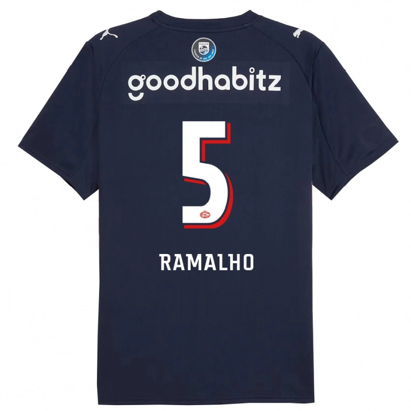 Danxen Kvinnor Andre Ramalho #5 Marinblå Vit Bortatröja Matchtröjor 2025/26 Tröjor T-Tröja
