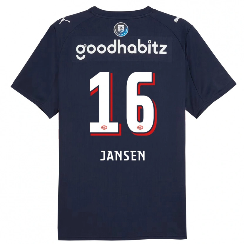 Danxen Kvinnor Sem Jansen #16 Marinblå Vit Bortatröja Matchtröjor 2025/26 Tröjor T-Tröja