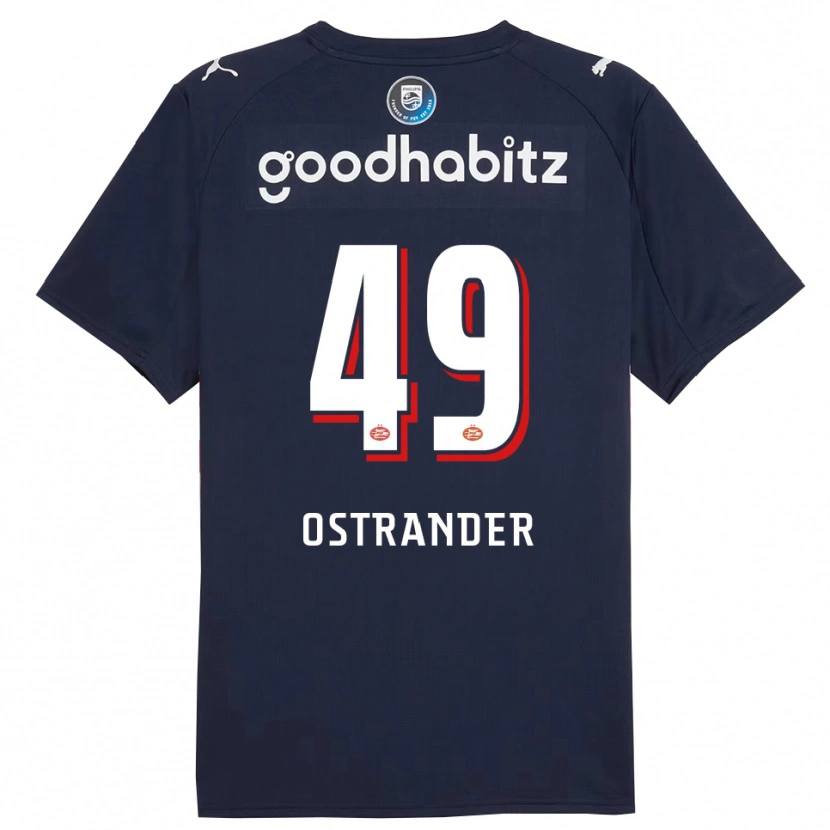 Danxen Kvinnor William Ostrander #49 Marinblå Vit Bortatröja Matchtröjor 2025/26 Tröjor T-Tröja