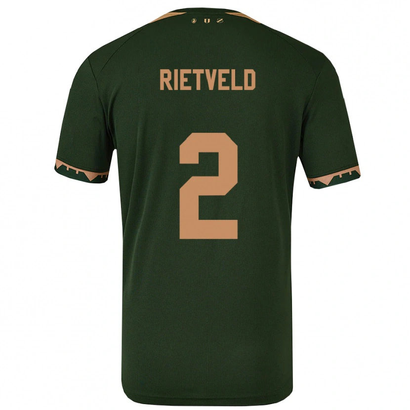 Danxen Kvinnor Levi Rietveld #2 Grön Guld Bortatröja Matchtröjor 2025/26 Tröjor T-Tröja
