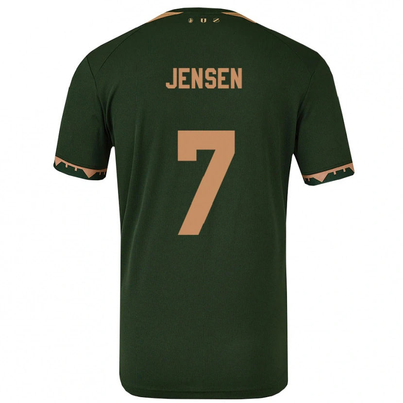 Danxen Kvinnor Victor Jensen #7 Grön Guld Bortatröja Matchtröjor 2025/26 Tröjor T-Tröja