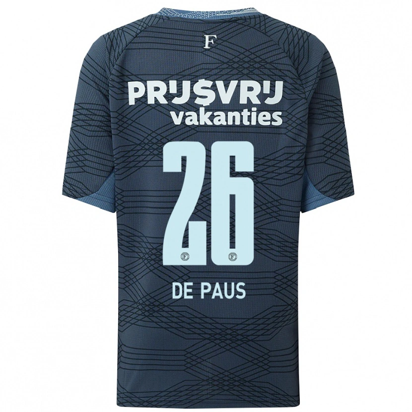 Danxen Kvinnor Sanne De Paus #26 Svart Grå Bortatröja Matchtröjor 2025/26 Tröjor T-Tröja