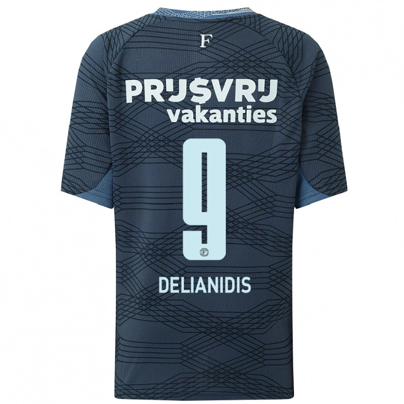 Danxen Kvinnor Theodoros Delianidis #9 Svart Grå Bortatröja Matchtröjor 2025/26 Tröjor T-Tröja