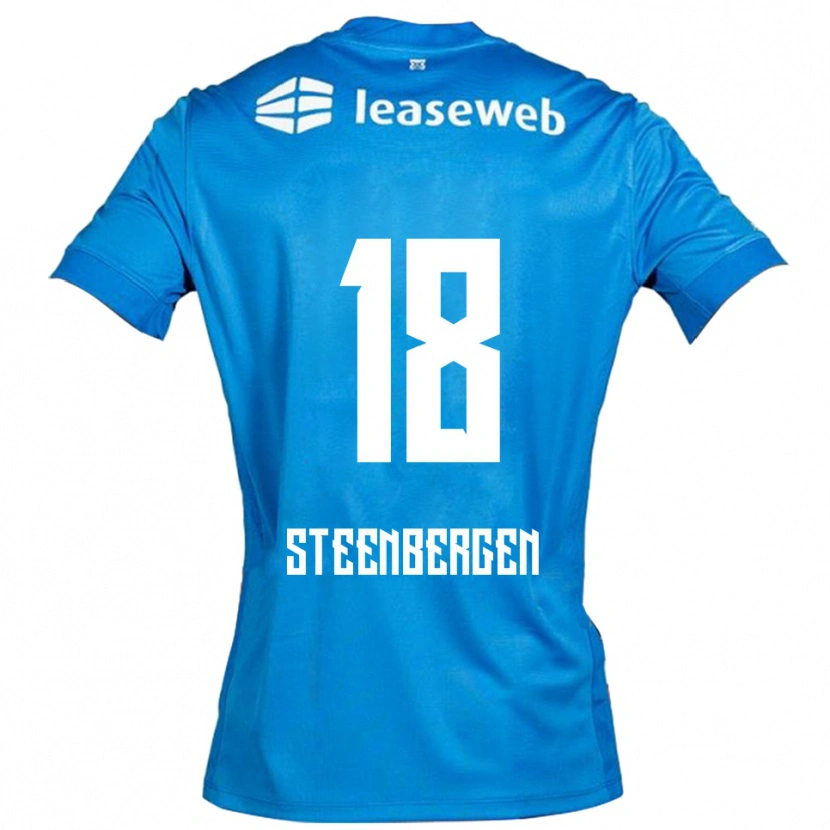 Danxen Kvinnor Thom Steenbergen #18 Blå Vit Bortatröja Matchtröjor 2025/26 Tröjor T-Tröja
