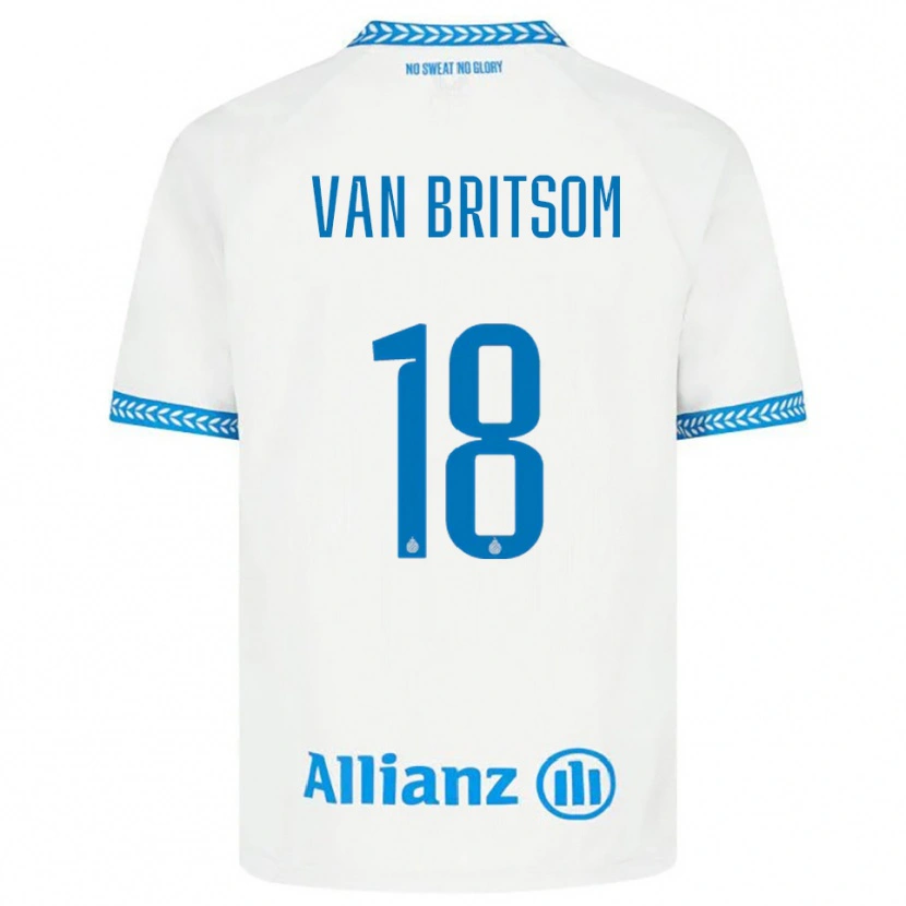 Danxen Kvinnor Jakke Van Britsom #18 Blå Vit Bortatröja Matchtröjor 2025/26 Tröjor T-Tröja
