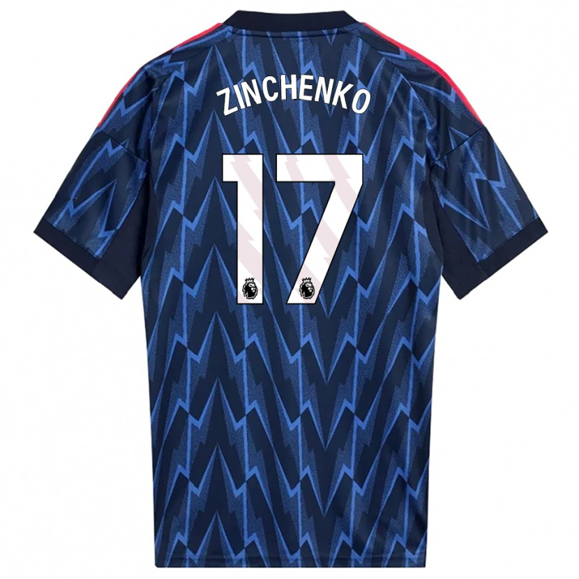 Danxen Kvinnor Oleksandr Zinchenko #17 Marinblå Röd Bortatröja Matchtröjor 2025/26 Tröjor T-Tröja