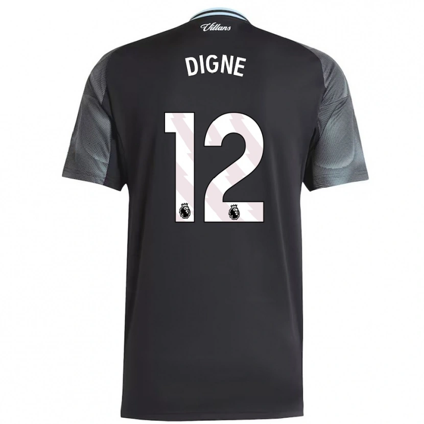 Danxen Kvinnor Lucas Digne #12 Svart Himmelsblå Bortatröja Matchtröjor 2025/26 Tröjor T-Tröja