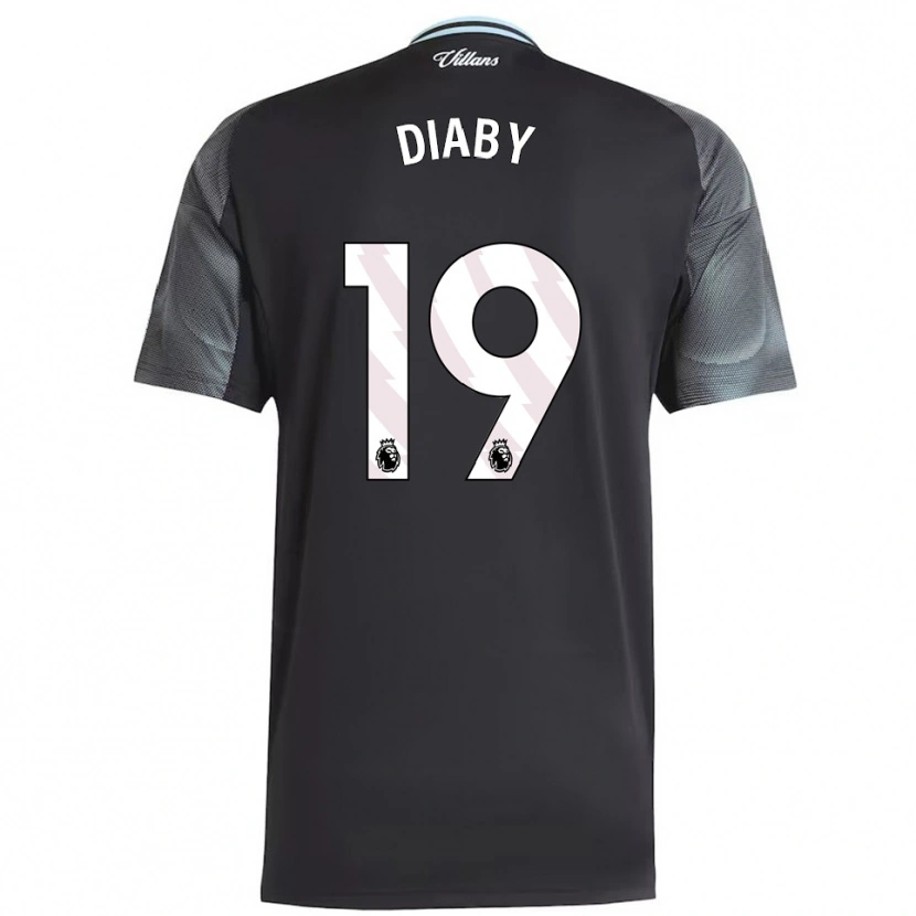 Danxen Kvinnor Moussa Diaby #19 Svart Himmelsblå Bortatröja Matchtröjor 2025/26 Tröjor T-Tröja