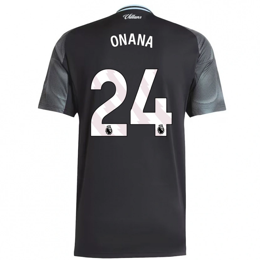 Danxen Kvinnor Amadou Onana #24 Svart Himmelsblå Bortatröja Matchtröjor 2025/26 Tröjor T-Tröja