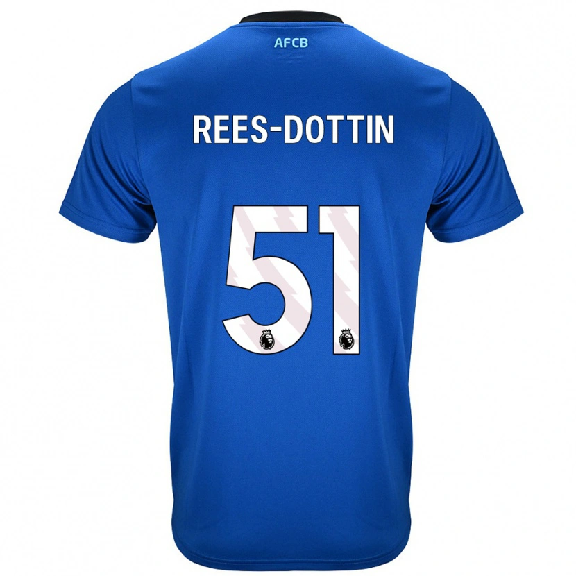 Danxen Kvinnor Remy Rees-Dottin #51 Blå Svart Bortatröja Matchtröjor 2025/26 Tröjor T-Tröja