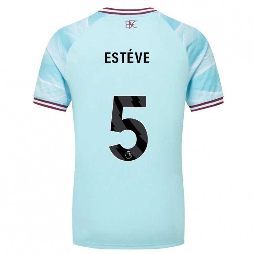 Danxen Kvinnor Maxime Estève #5 Himmelsblå Vinröd Bortatröja Matchtröjor 2025/26 Tröjor T-Tröja
