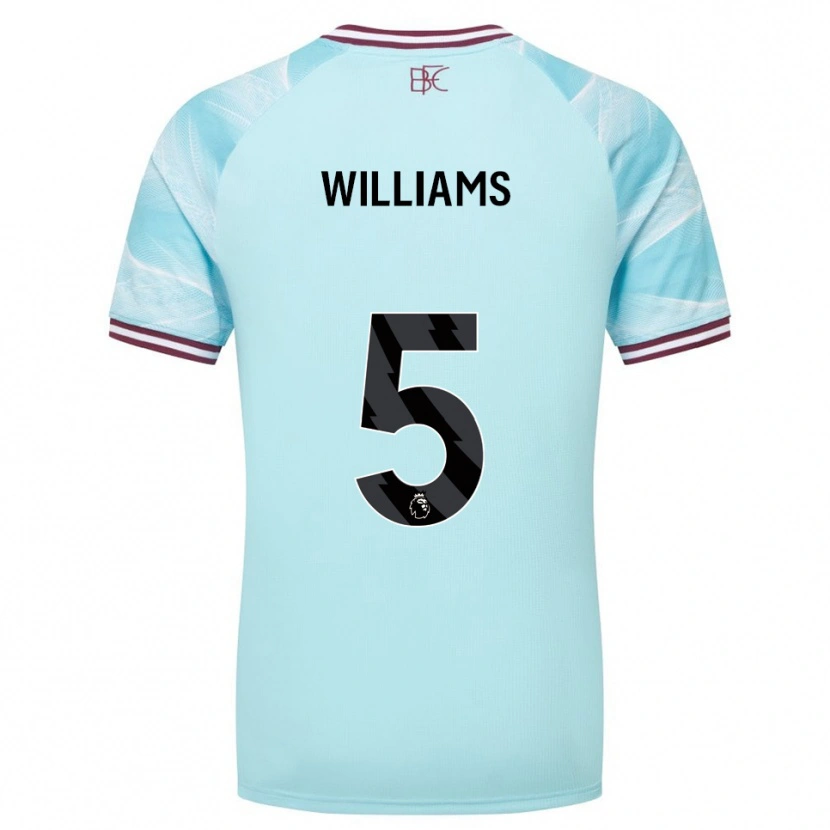 Danxen Kvinnor Jesse Williams #5 Himmelsblå Vinröd Bortatröja Matchtröjor 2025/26 Tröjor T-Tröja