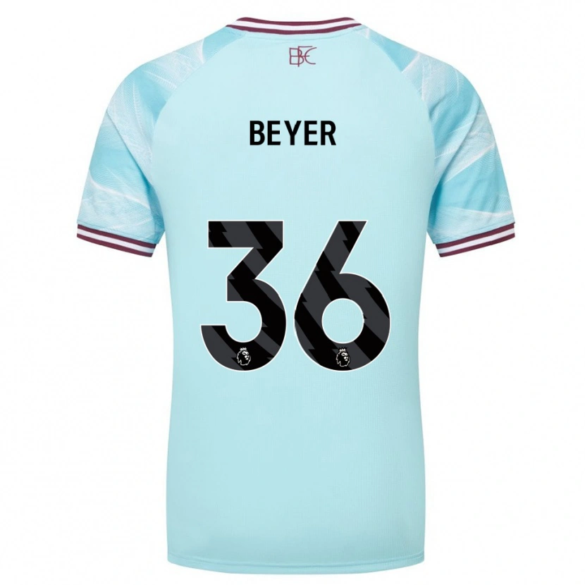 Danxen Kvinnor Jordan Beyer #36 Himmelsblå Vinröd Bortatröja Matchtröjor 2025/26 Tröjor T-Tröja
