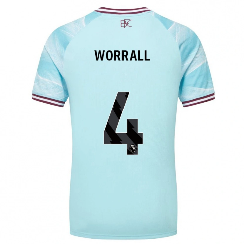 Danxen Kvinnor Joe Worrall #4 Himmelsblå Vinröd Bortatröja Matchtröjor 2025/26 Tröjor T-Tröja