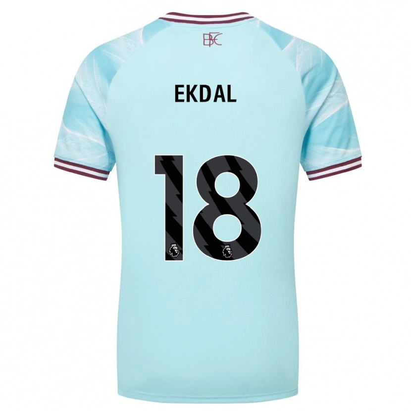 Danxen Kvinnor Hjalmar Ekdal #18 Himmelsblå Vinröd Bortatröja Matchtröjor 2025/26 Tröjor T-Tröja
