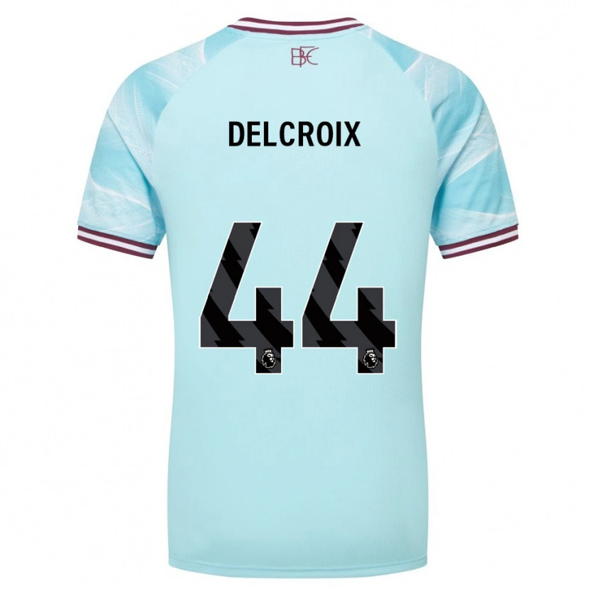 Danxen Kvinnor Hannes Delcroix #44 Himmelsblå Vinröd Bortatröja Matchtröjor 2025/26 Tröjor T-Tröja