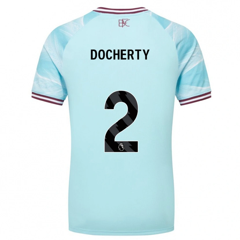 Danxen Kvinnor Charley Docherty #2 Himmelsblå Vinröd Bortatröja Matchtröjor 2025/26 Tröjor T-Tröja
