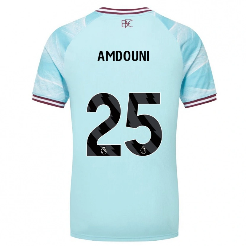 Danxen Kvinnor Zeki Amdouni #25 Himmelsblå Vinröd Bortatröja Matchtröjor 2025/26 Tröjor T-Tröja