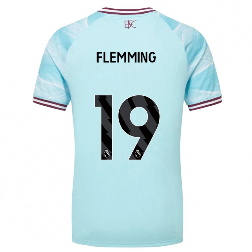 Danxen Kvinnor Zian Flemming #19 Himmelsblå Vinröd Bortatröja Matchtröjor 2025/26 Tröjor T-Tröja