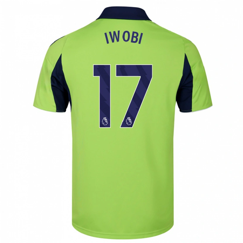 Danxen Kvinnor Alex Iwobi #17 Grön Marinblå Vit Bortatröja Matchtröjor 2025/26 Tröjor T-Tröja