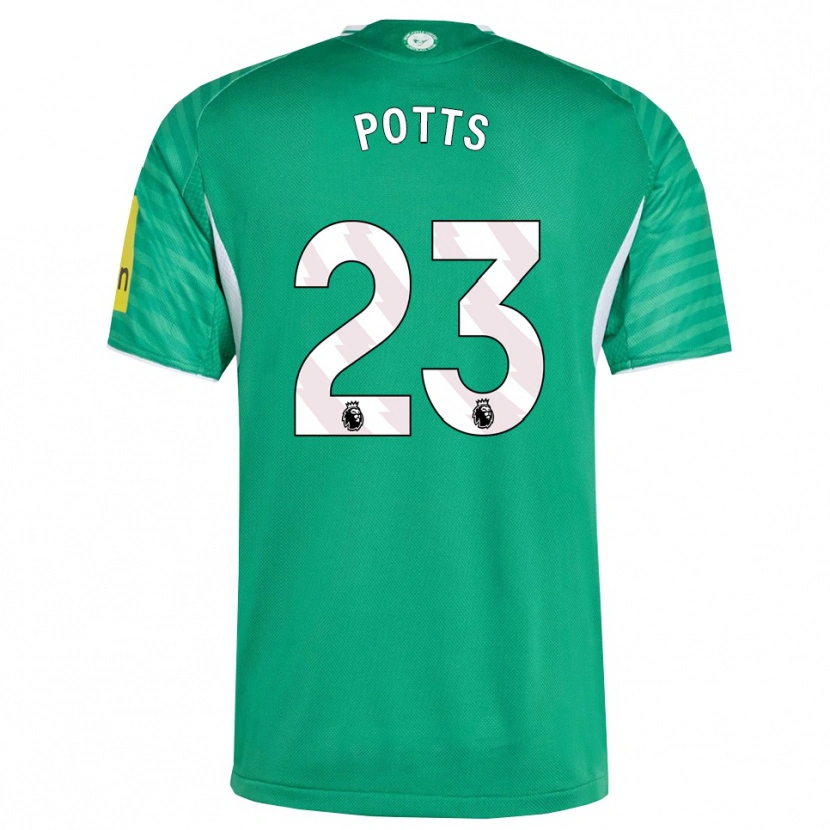 Danxen Kvinnor Charlotte Potts #23 Grön Vit Bortatröja Matchtröjor 2025/26 Tröjor T-Tröja