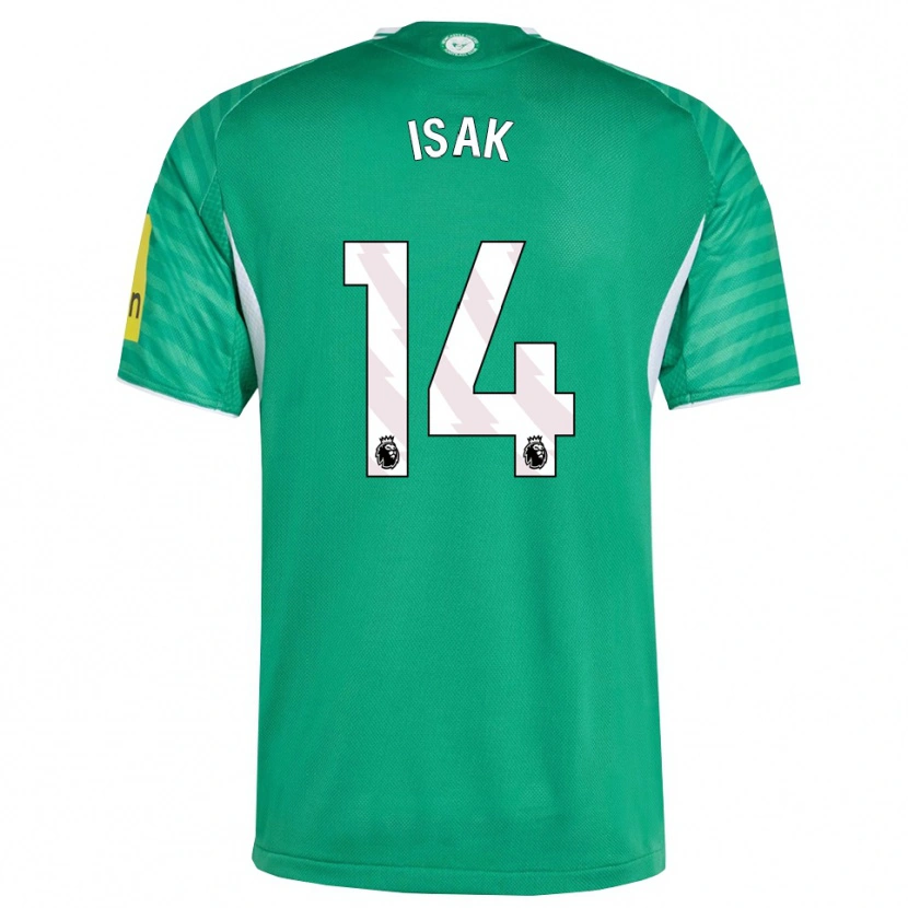 Danxen Kvinnor Alexander Isak #14 Grön Vit Bortatröja Matchtröjor 2025/26 Tröjor T-Tröja