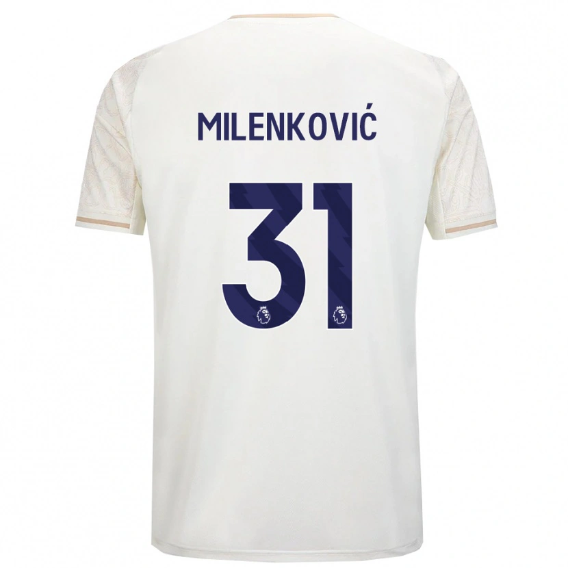 Danxen Kvinnor Nikola Milenković #31 Benvit Svart Bortatröja Matchtröjor 2025/26 Tröjor T-Tröja