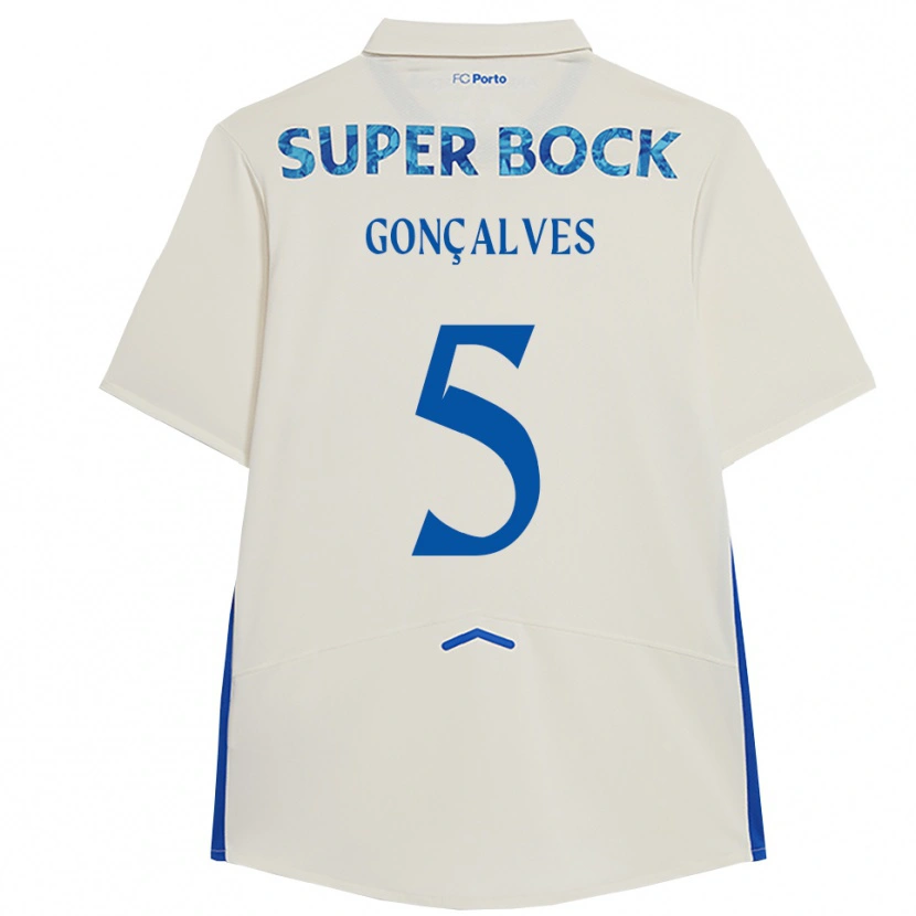 Danxen Kvinnor Martim Gonçalves #5 Vit Blå Tredjesatsen Matchtröjor 2025/26 Tröjor T-Tröja