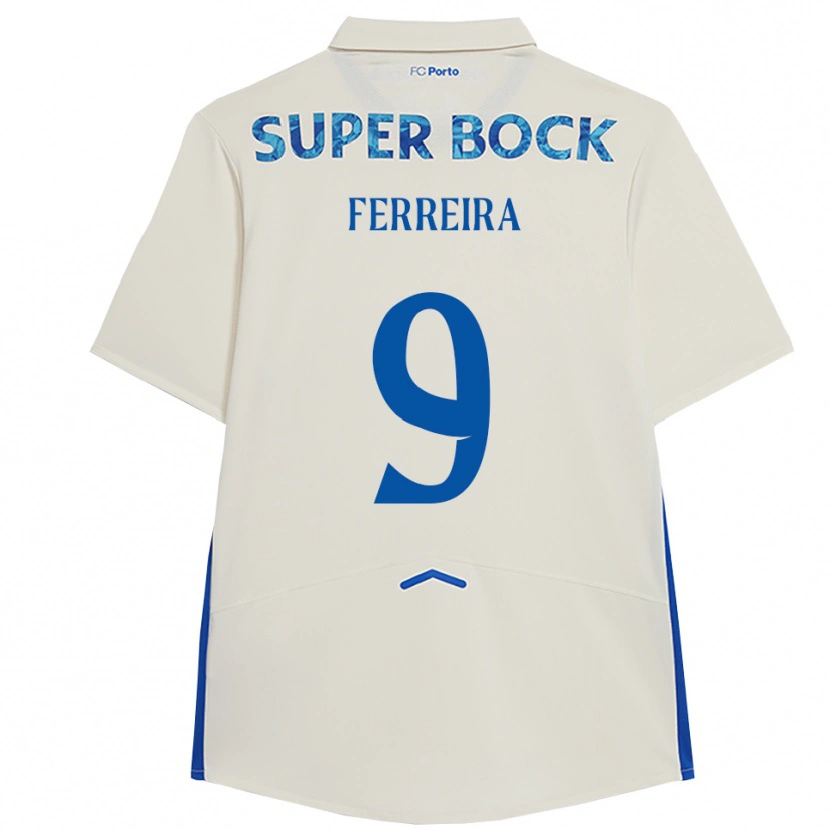 Danxen Kvinnor Cristina Ferreira #9 Vit Blå Tredjesatsen Matchtröjor 2025/26 Tröjor T-Tröja