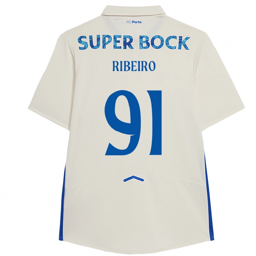 Danxen Kvinnor Gonçalo Ribeiro #91 Vit Blå Tredjesatsen Matchtröjor 2025/26 Tröjor T-Tröja