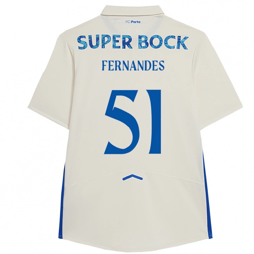 Danxen Kvinnor Diogo Fernandes #51 Vit Blå Tredjesatsen Matchtröjor 2025/26 Tröjor T-Tröja