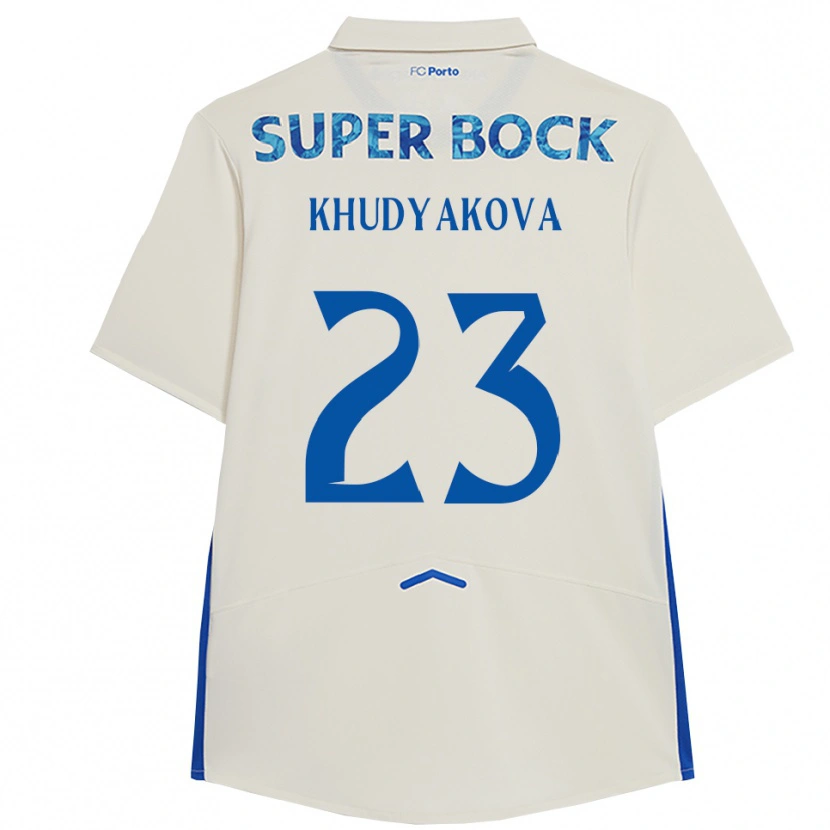 Danxen Kvinnor Verónica Khudyakova #23 Vit Blå Tredjesatsen Matchtröjor 2025/26 Tröjor T-Tröja