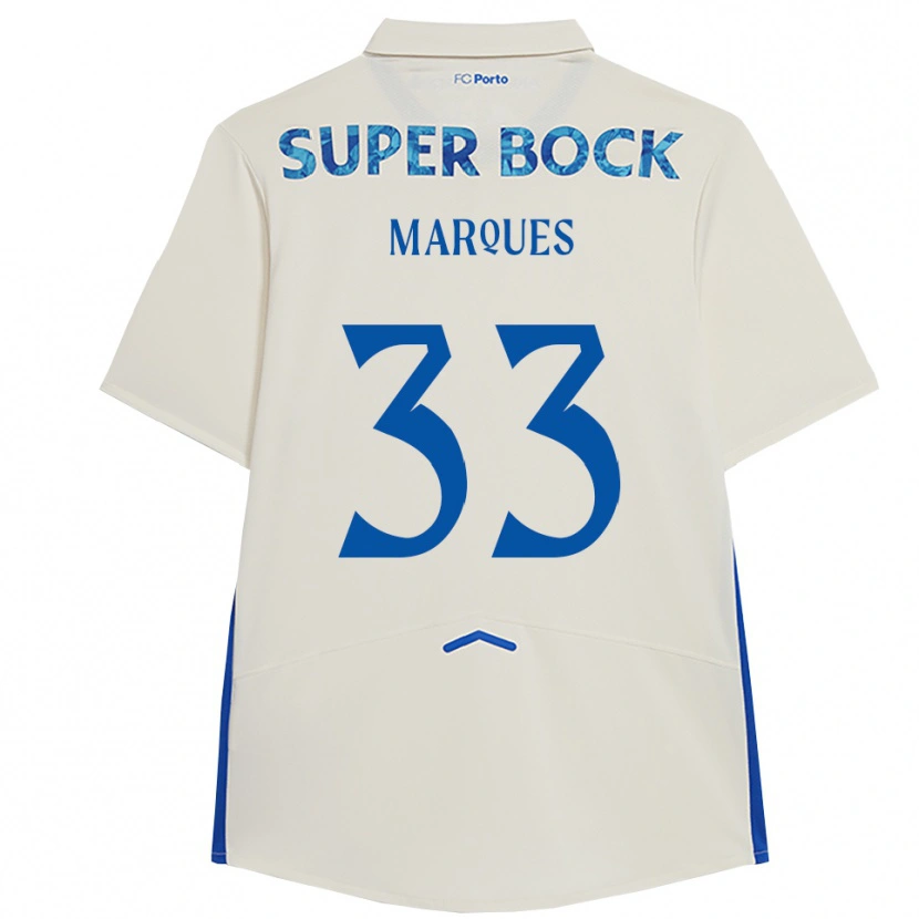 Danxen Kvinnor Bárbara Marques #33 Vit Blå Tredjesatsen Matchtröjor 2025/26 Tröjor T-Tröja