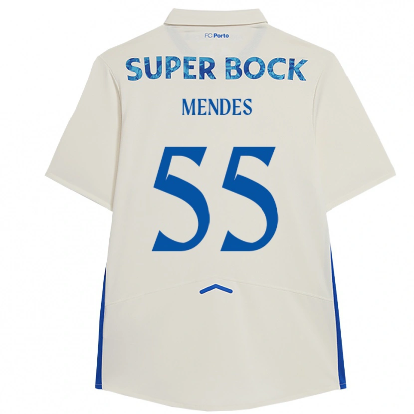 Danxen Kvinnor Joao Mendes #55 Vit Blå Tredjesatsen Matchtröjor 2025/26 Tröjor T-Tröja