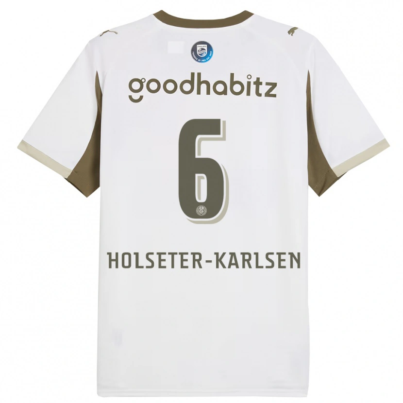 Danxen Kvinnor Philip Holseter-Karlsen #6 Vit Grå Tredjesatsen Matchtröjor 2025/26 Tröjor T-Tröja