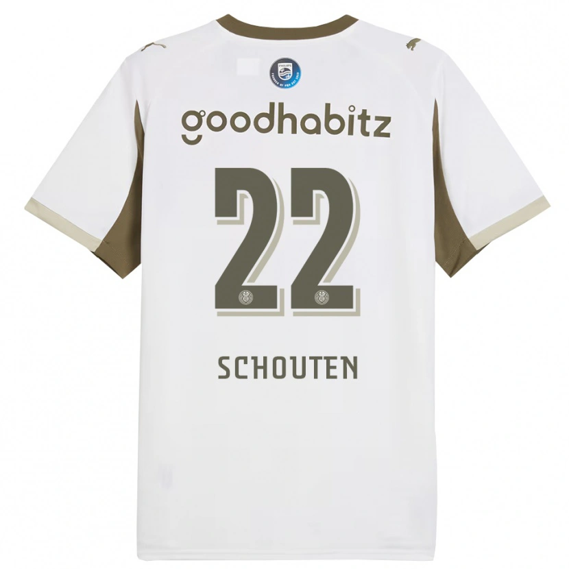 Danxen Kvinnor Jerdy Schouten #22 Vit Grå Tredjesatsen Matchtröjor 2025/26 Tröjor T-Tröja