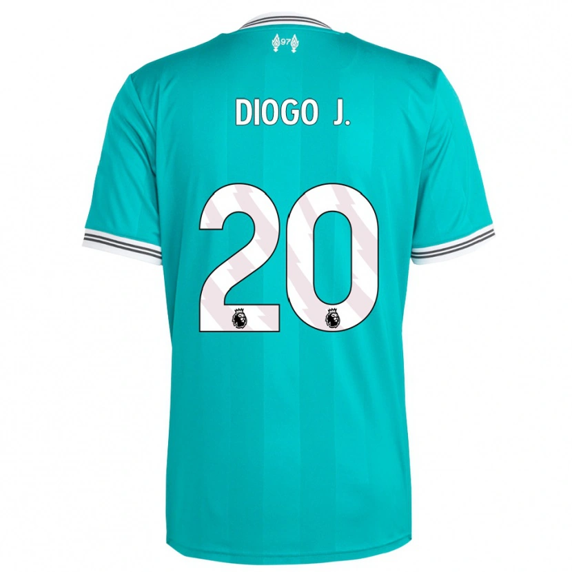 Danxen Kvinnor Diogo Jota #20 Grön Vit Tredjesatsen Matchtröjor 2025/26 Tröjor T-Tröja