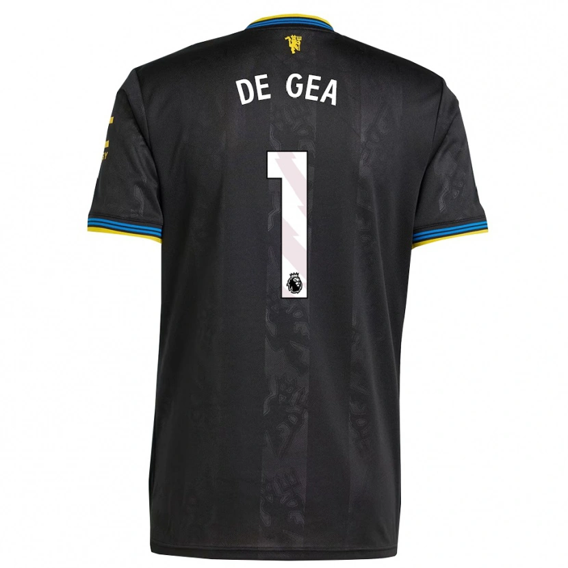 Danxen Kvinnor David De Gea #1 Svart Gul Blå Tredjesatsen Matchtröjor 2025/26 Tröjor T-Tröja