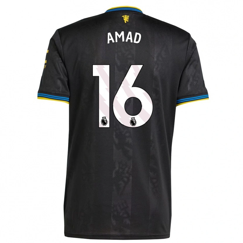 Danxen Kvinnor Amad Diallo #16 Svart Gul Blå Tredjesatsen Matchtröjor 2025/26 Tröjor T-Tröja
