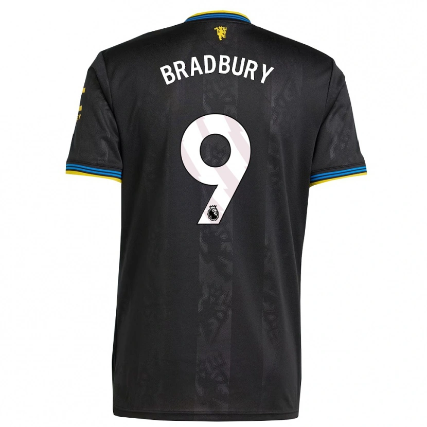 Danxen Kvinnor Louie Bradbury #9 Svart Gul Blå Tredjesatsen Matchtröjor 2025/26 Tröjor T-Tröja