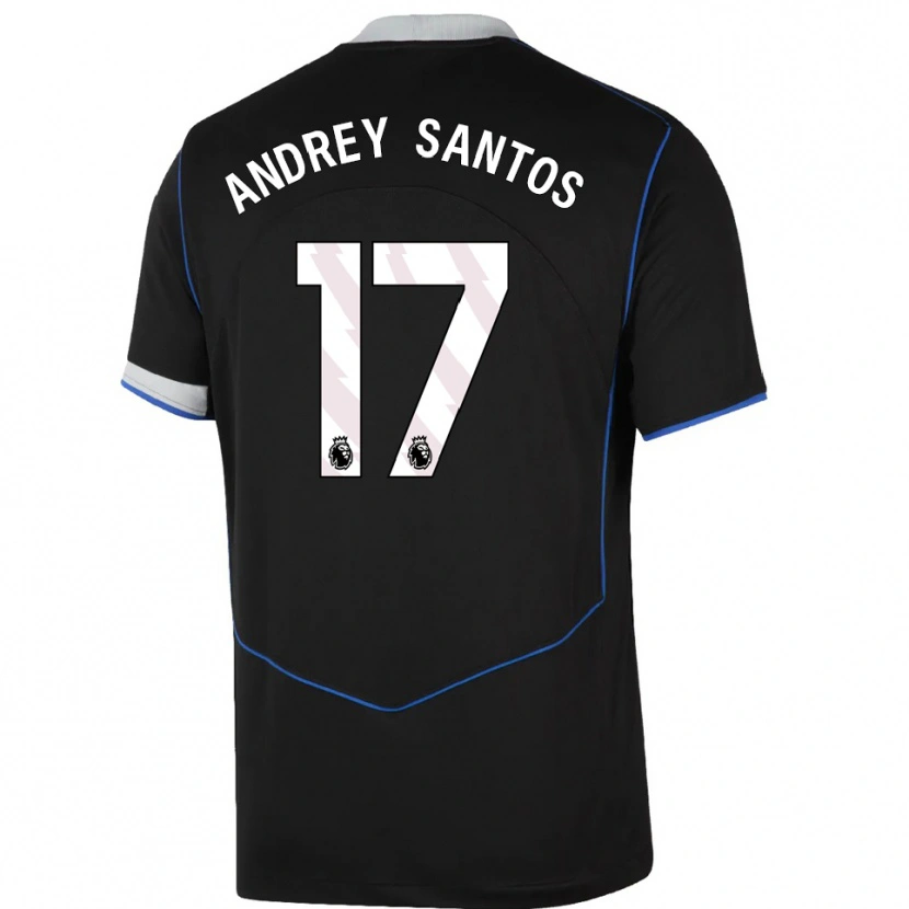 Danxen Kvinnor Andrey Santos #17 Svart Blå Silver Tredjesatsen Matchtröjor 2025/26 Tröjor T-Tröja