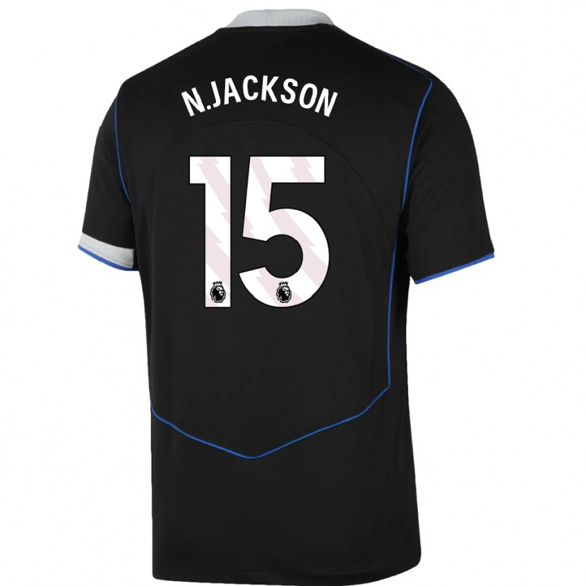 Danxen Kvinnor Nicolas Jackson #15 Svart Blå Silver Tredjesatsen Matchtröjor 2025/26 Tröjor T-Tröja