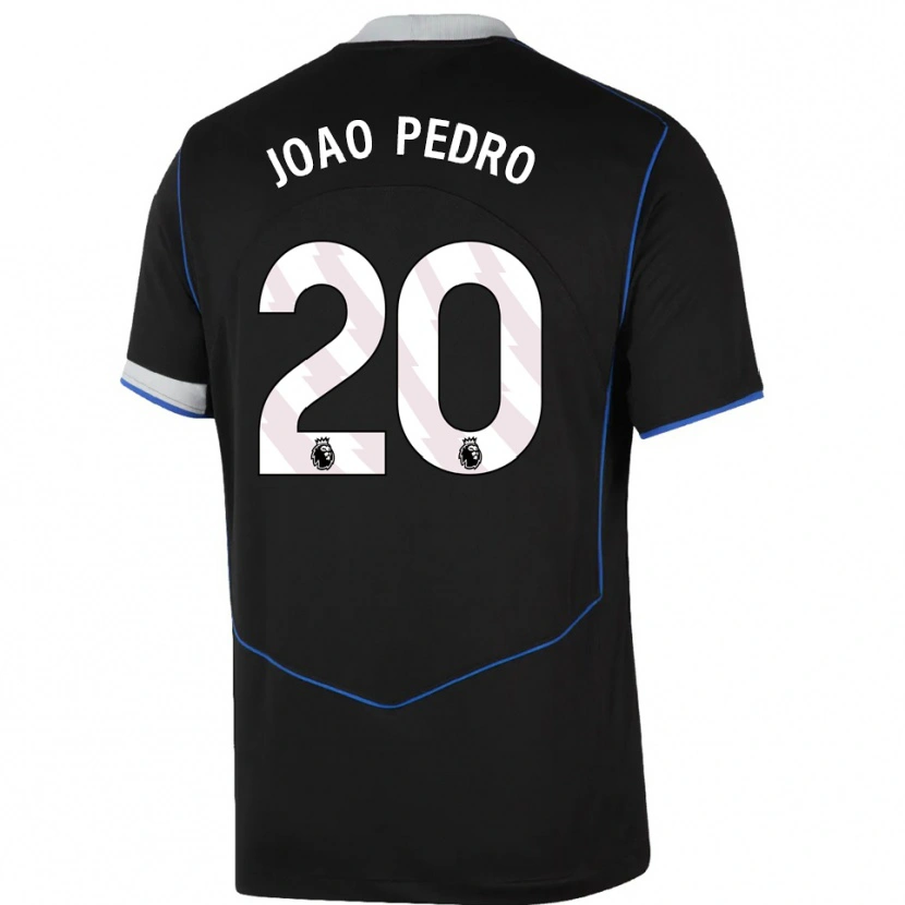 Danxen Kvinnor João Pedro #20 Svart Blå Silver Tredjesatsen Matchtröjor 2025/26 Tröjor T-Tröja